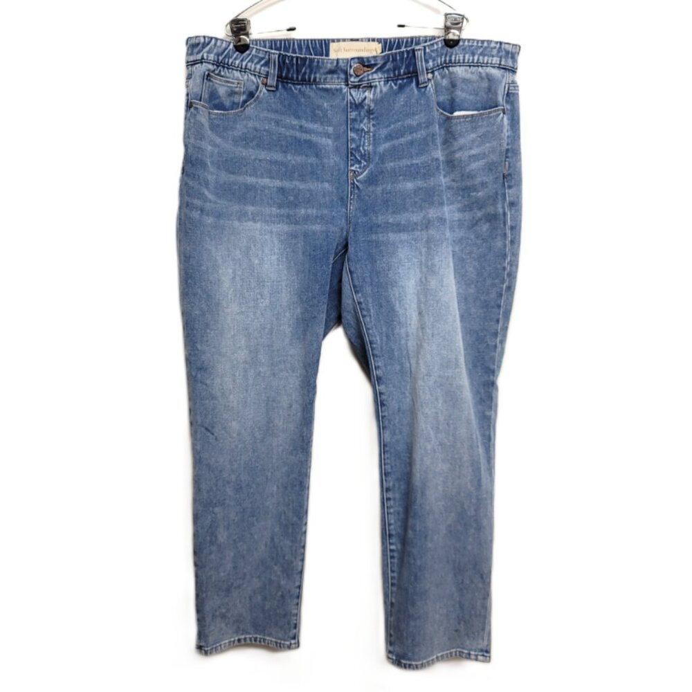 Soft Surroundings 2X The Ultimate Denim Relaxed Pull On Straight Jeans